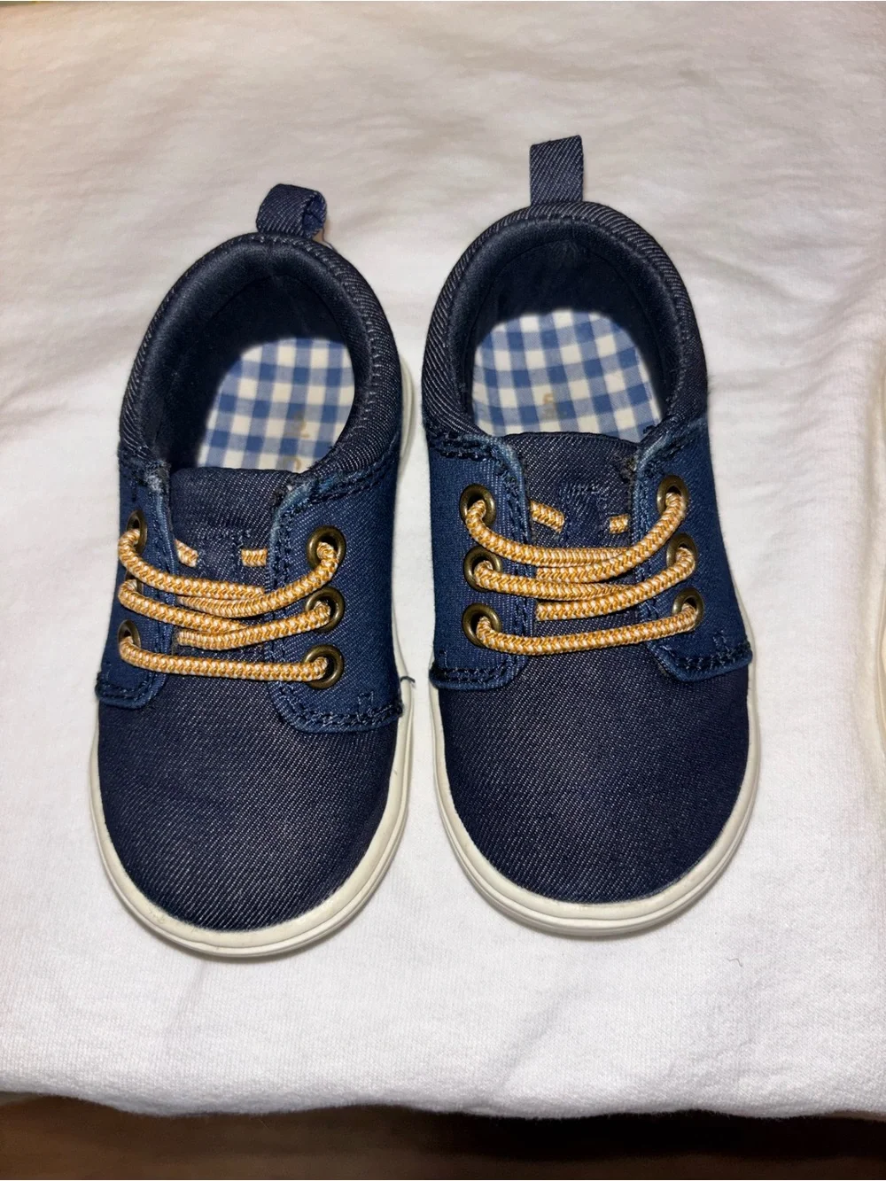 Kids Navy Canvas and Brown Faux-Leather Casual Shoes